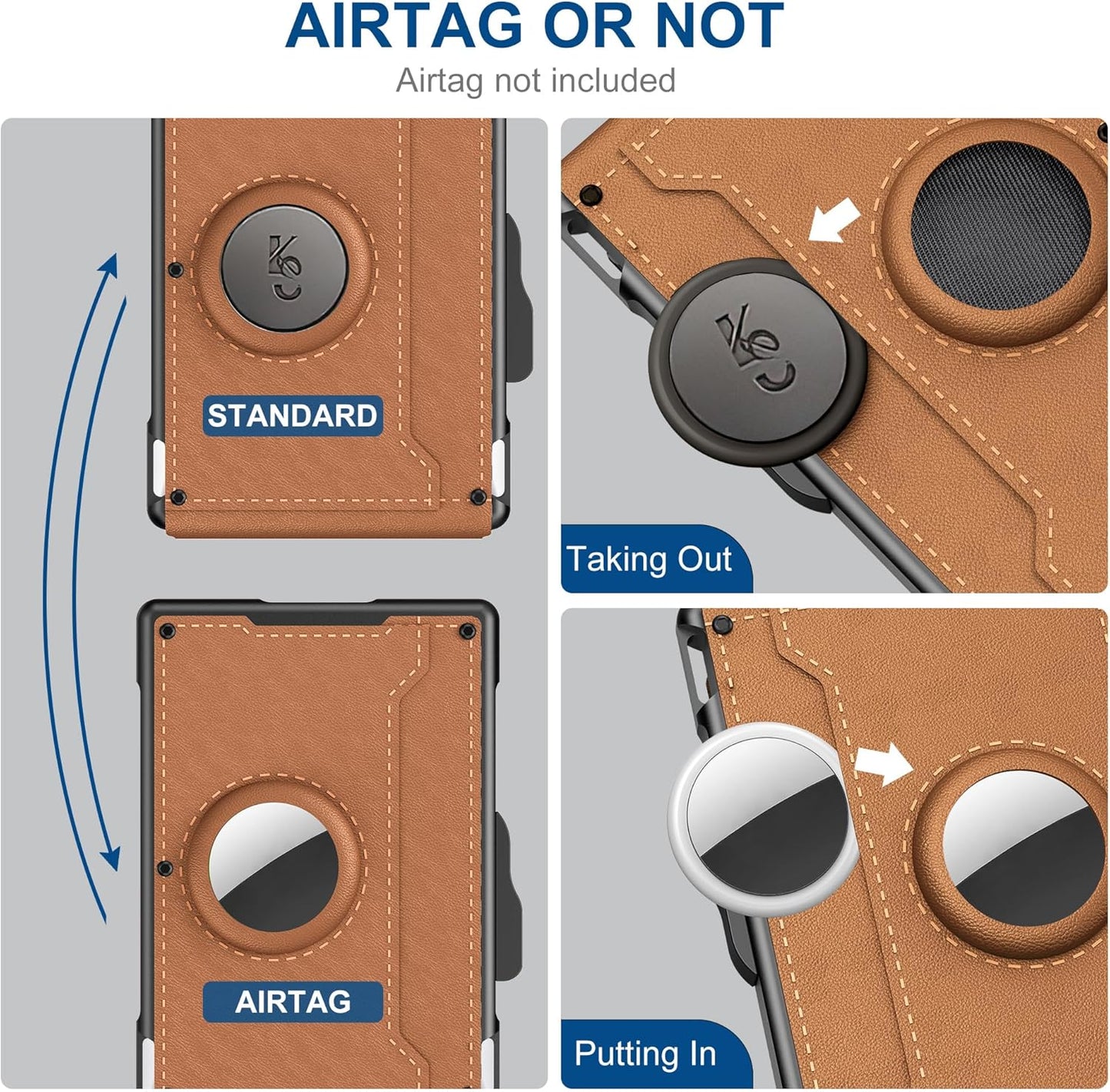 š„Last Day 49% OFFš„AirTag Wallet for Men - with Pop Up Aluminum Case Money Clip Slim Leather Slots Credit Card Holder RFID Blocking Bifold Minimalist Wallet