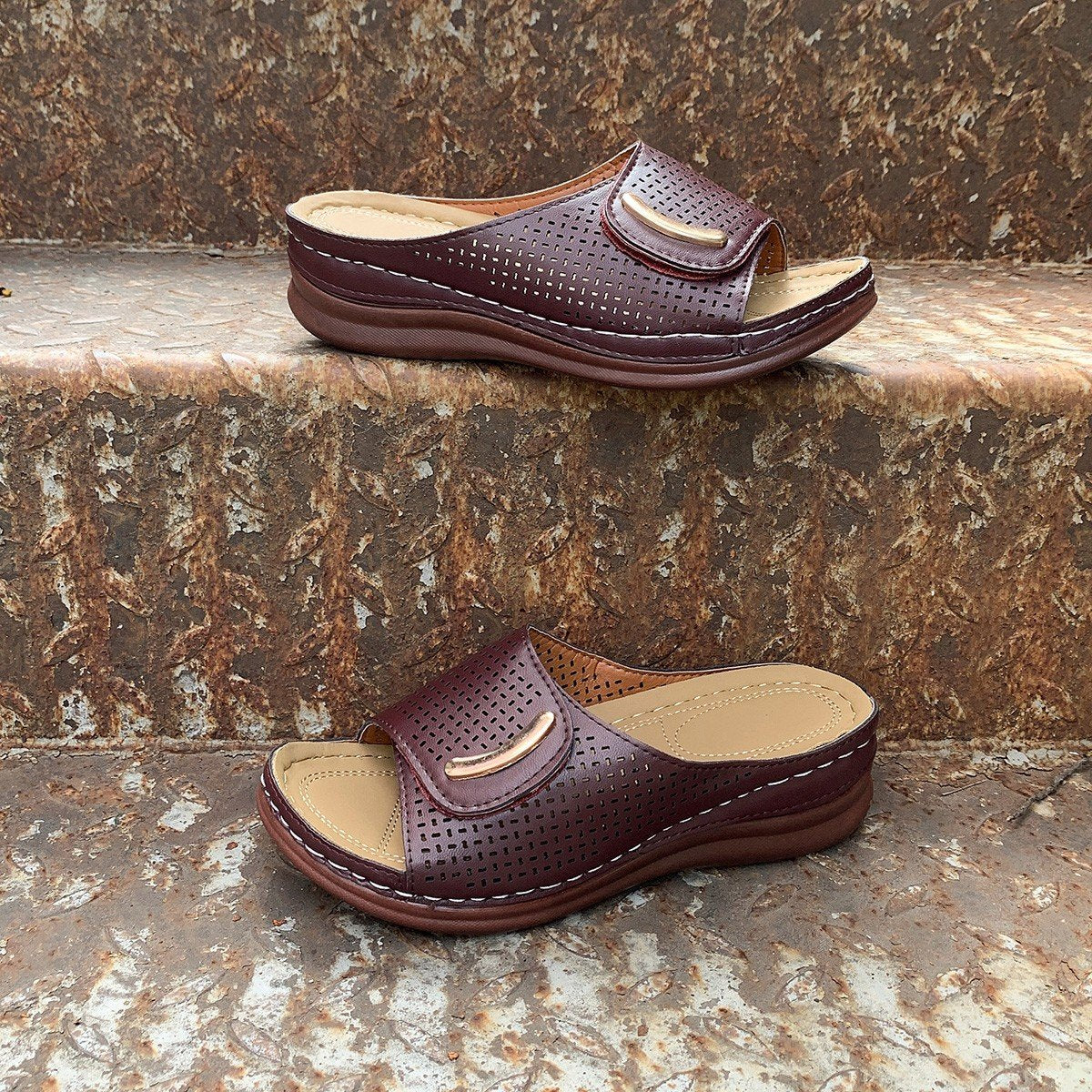 commsmarket-π₯ 60% OFF β Peep Toe Hollow Out Orthopedic Slippers