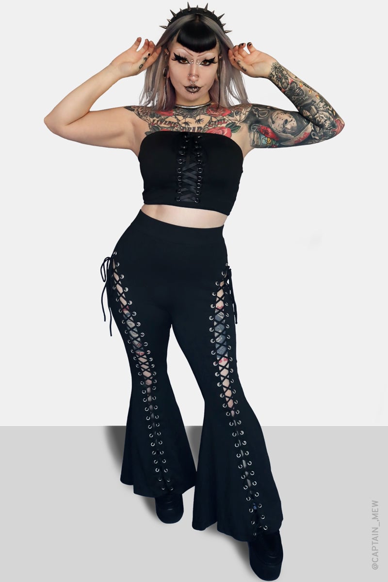 commsmarket-Lace Up Flare Pants