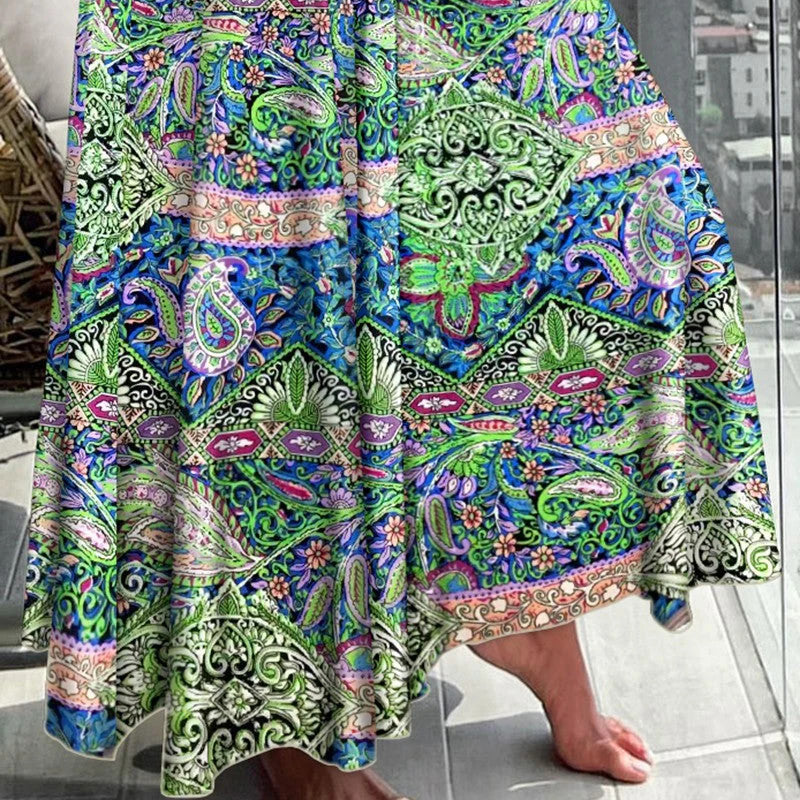 commsmarket-Women's Fashionable Floral Print High Waisted Skirt