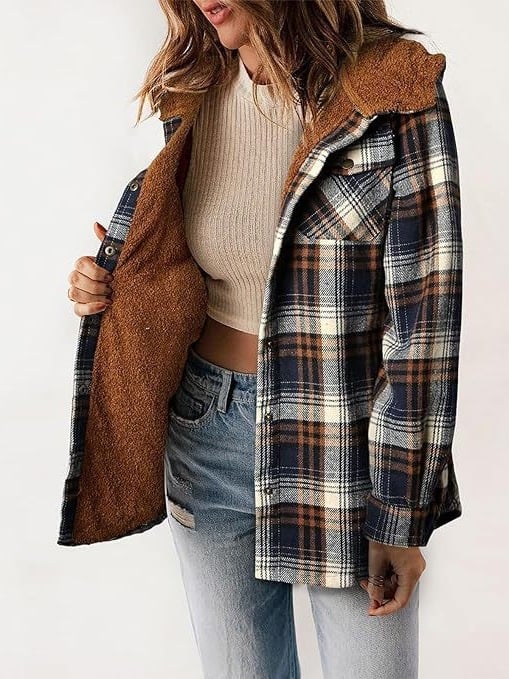 š»Plush Check Print Hooded Coat š„Buy 2 Free Shipping!!!