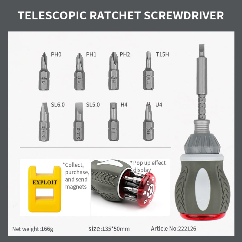 commsmarket-13 In 1 Mini Ratcheting Screwdriver Kit
