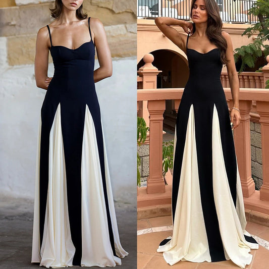 commsmarket-Timeless Elegance Panelled Tulle A-line Slip Maxi Dress
