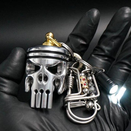 commsmarket-💀Piston art skull keychain [pendant/flashlight/bottle opener]