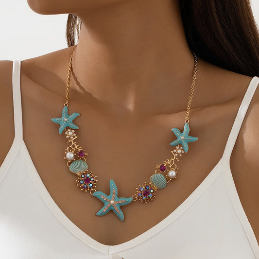 commsmarket-Beach Shell Starfish Coral Necklace & Bracelet & Earrings