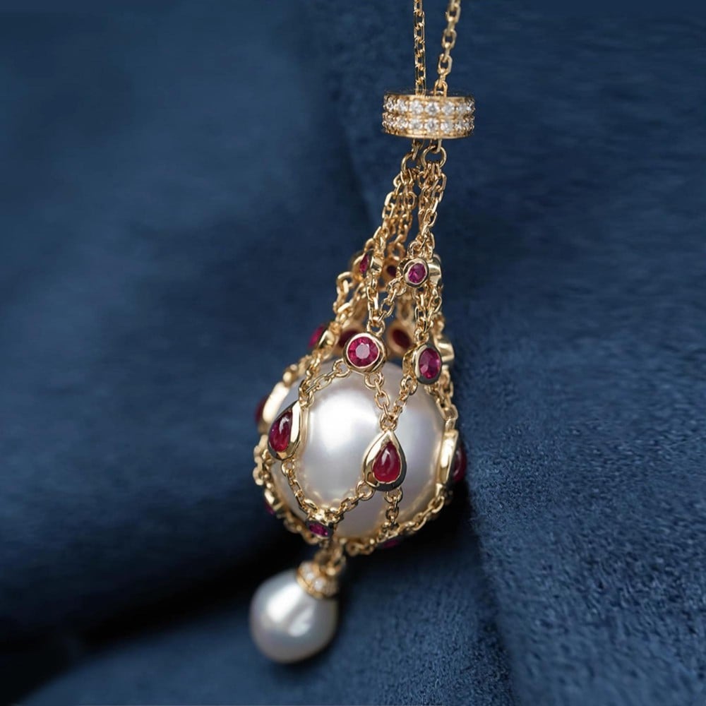 commsmarket- 49% OFF--Pearl & Gemstone Lavalier Pendant