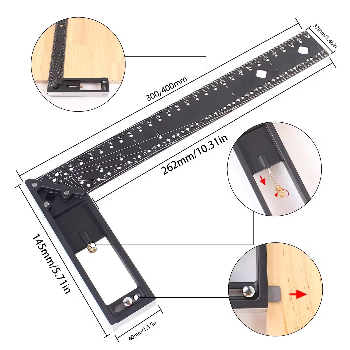Exclusive Offer💥Multi functional Right Angle Ruler 45/90 Degree Hole Angle Ruler