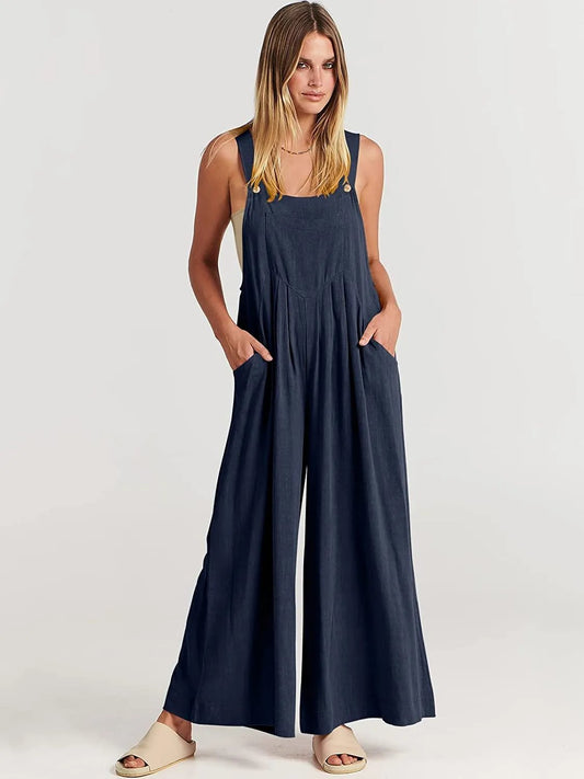 commsmarket-Plus Size Wide Leg Overalls Jumpsuit (Buy 2 Free Shipping)