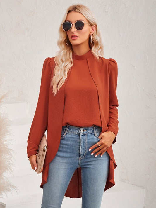 commsmarket-Women's Casual Turtleneck Fake Two Piece Shirt (BUY 2 FREE SHIPPING)