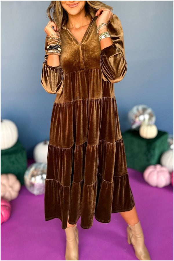 Women's Christmas V Neck Velvet Dress – Commsmarket.com