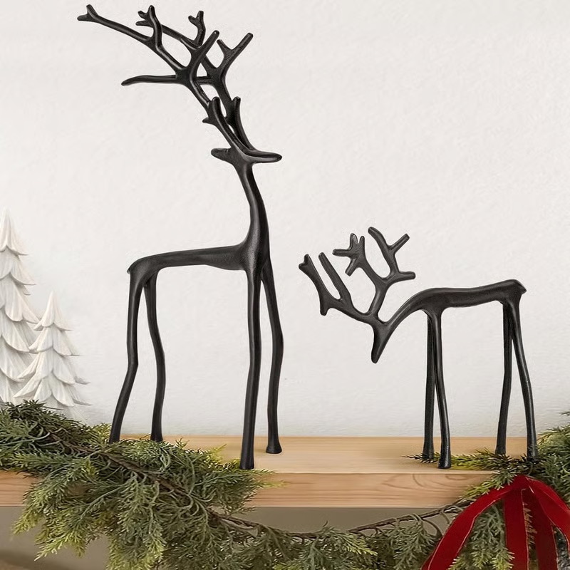 🎅Christmas bestsellers 🦌2 PC Black Reindeer Statues Christmas Decorations Set