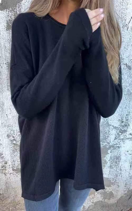 🌹Women's Solid Round Neck Long Sleeve Tops