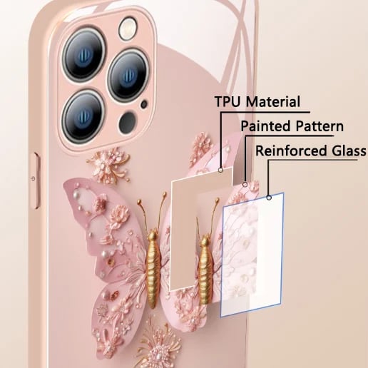 commsmarket-🔥 Flat 3D Butterfly Pattern Glass Cover Compatible with iPhone