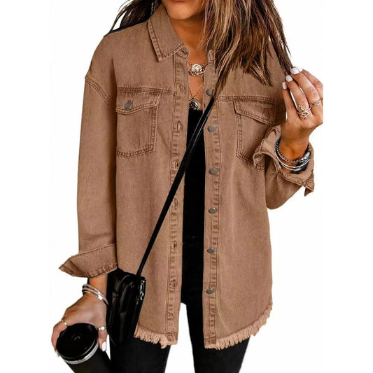 What should I wear tomorrow?💕Women's Raw Edge Ripped Denim Jacket