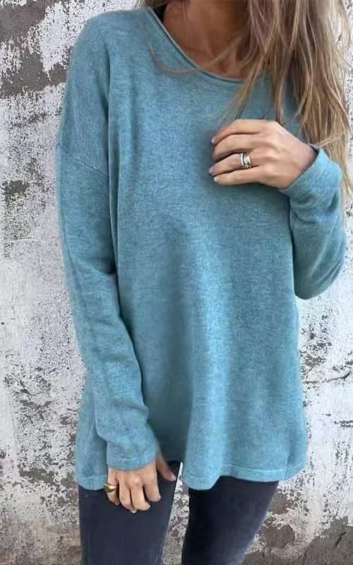 🌹Women's Solid Round Neck Long Sleeve Tops