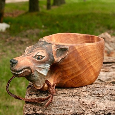 commsmarket-Hand Carved Wooden Mug