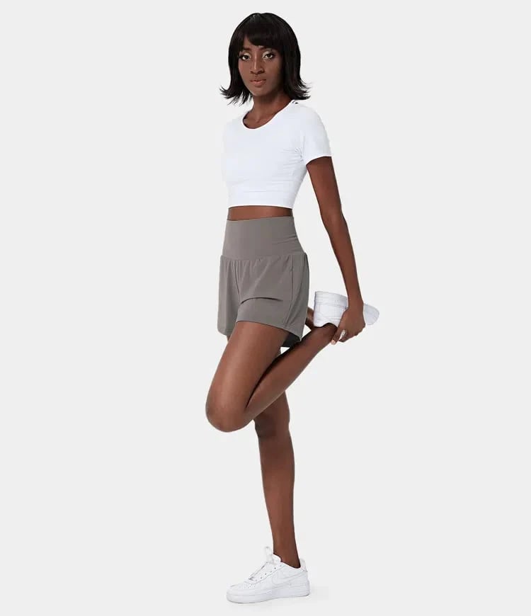 ✨️2025 New Hot Sales🥰High Waisted 2-in-1 Yoga Shorts & Side Pockets