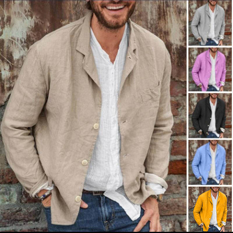 commsmarket-Men's Daily Casual Loose Cotton Linen Coat-Buy 2 Free Shipping