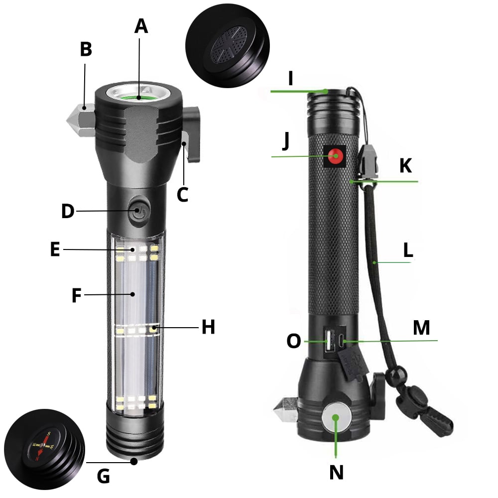 commsmarket-💥9-In-1 Solar Power Multi-Function Tactical Flashlight💥-BUY 2 FREE SHIPPING