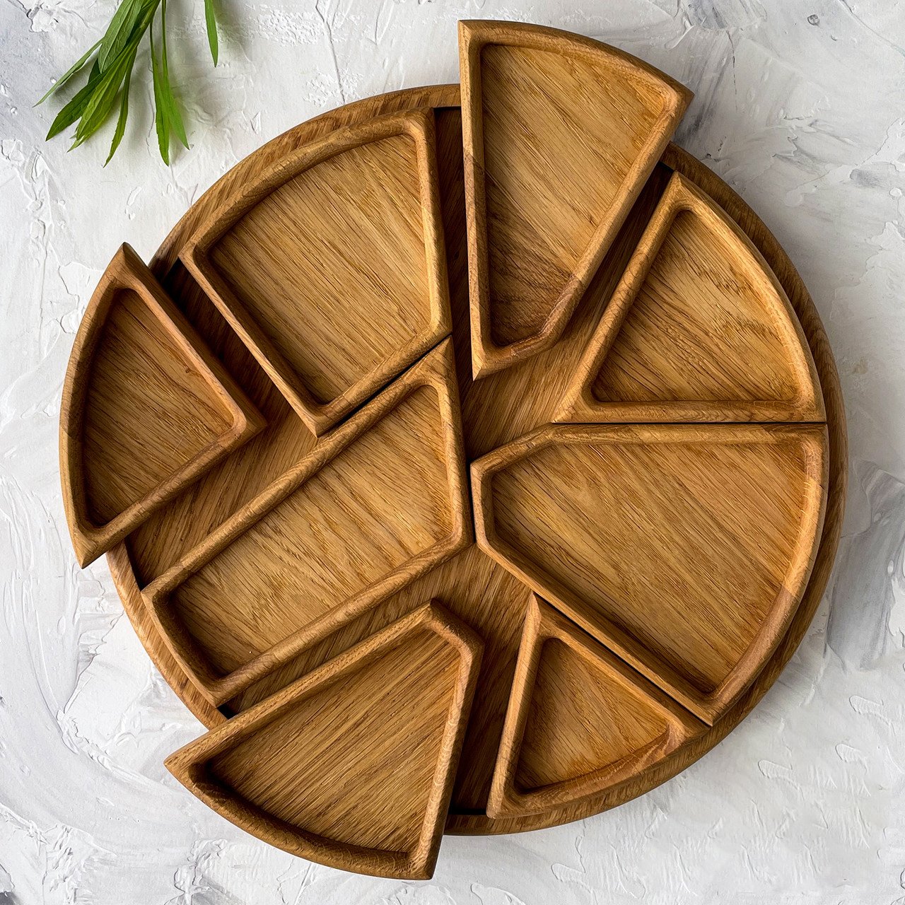Puzzle Serving Tray - Oak Wood with Removable Compartments
