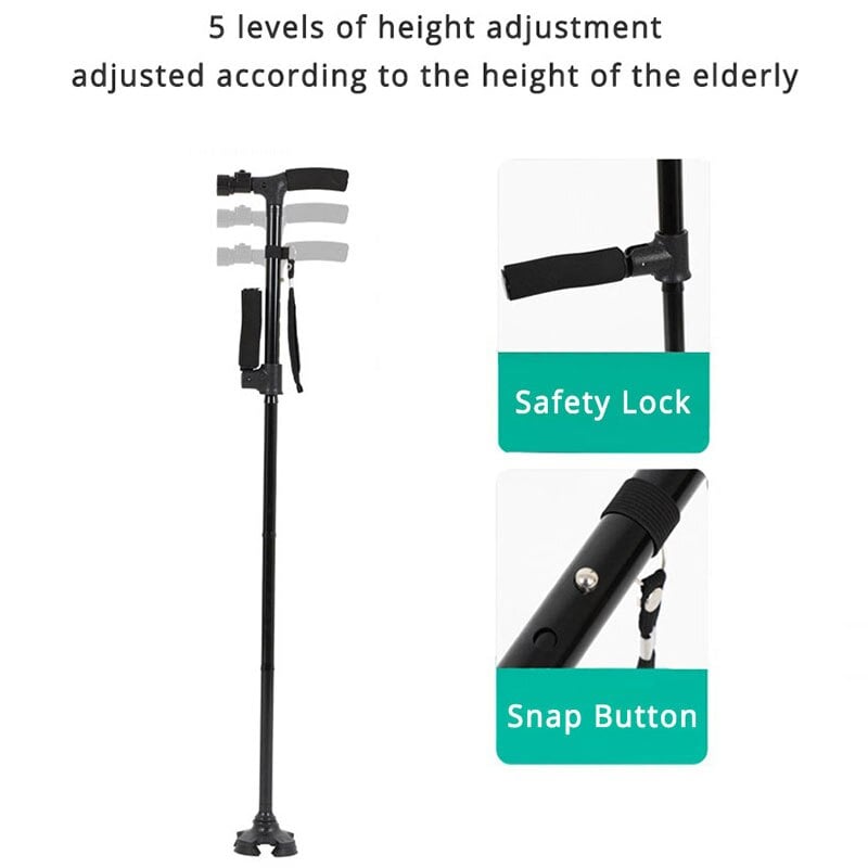 commsmarket-HOT SALE -Aluminum alloy with LED light non-slip foldable walking stick