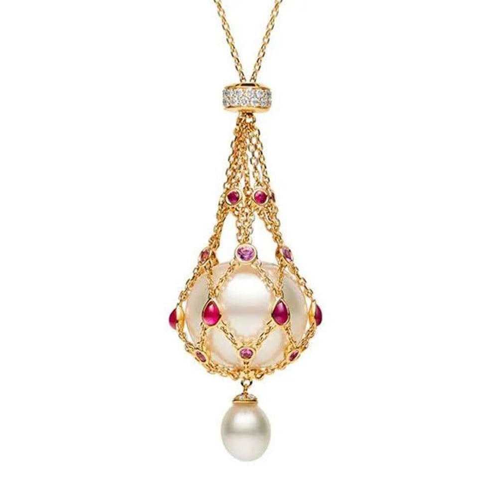 commsmarket- 49% OFF--Pearl & Gemstone Lavalier Pendant