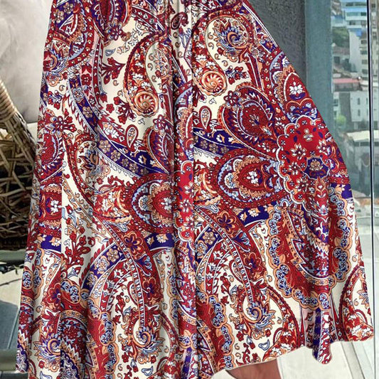 commsmarket-Women's Fashionable Floral Print High Waisted Skirt