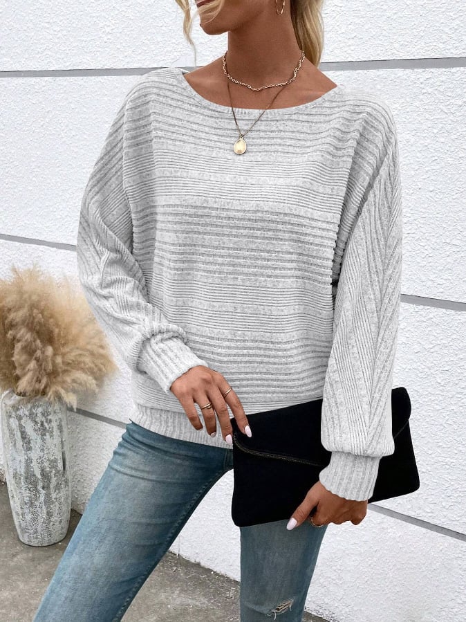⏰Women's Soft Solid Batwing Sleeve Pullover Long Sleeve Top