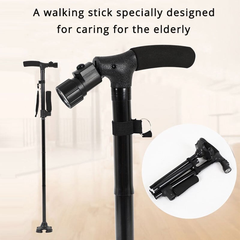 commsmarket-HOT SALE -Aluminum alloy with LED light non-slip foldable walking stick