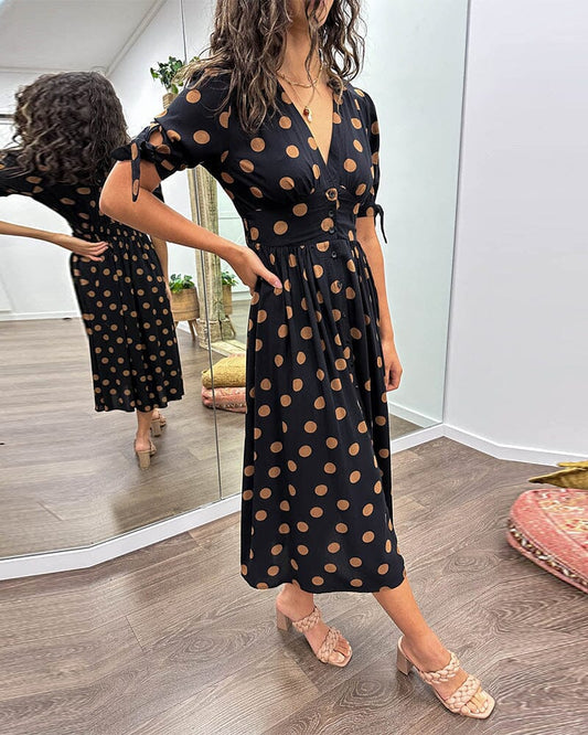 commsmarket-🔥🌷Promotion 48% OFF - 💃Deep V-neck polka-dot dress
