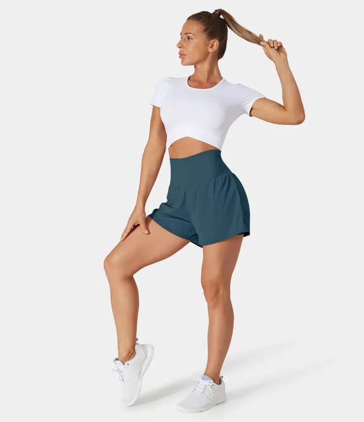 ✨️2025 New Hot Sales🥰High Waisted 2-in-1 Yoga Shorts & Side Pockets