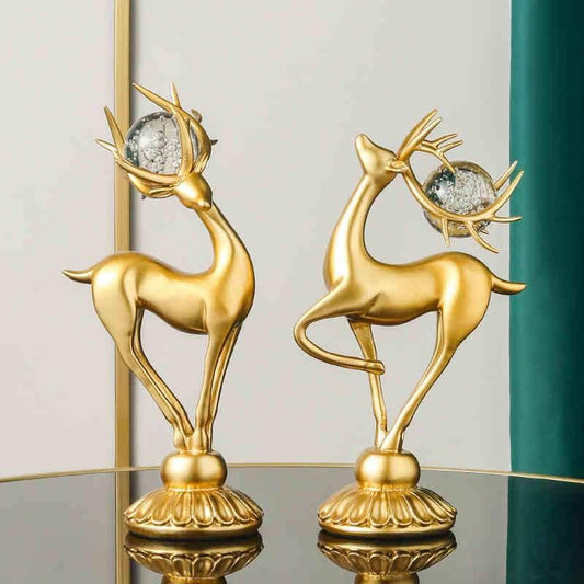 commsmarket-Handmade Golden Deer Animal Figurine