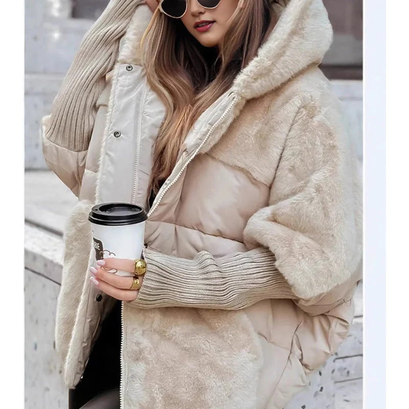 💖Women’s Oversized Hooded Patchwork Puffer Coat