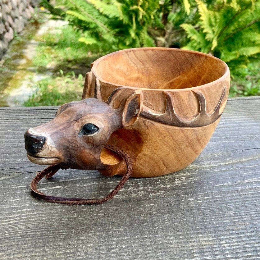 commsmarket-Hand Carved Wooden Mug