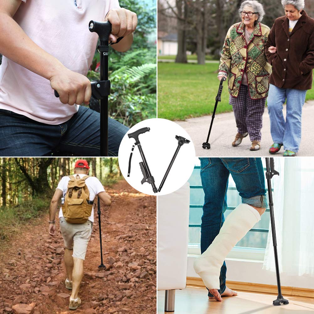 commsmarket-HOT SALE -Aluminum alloy with LED light non-slip foldable walking stick