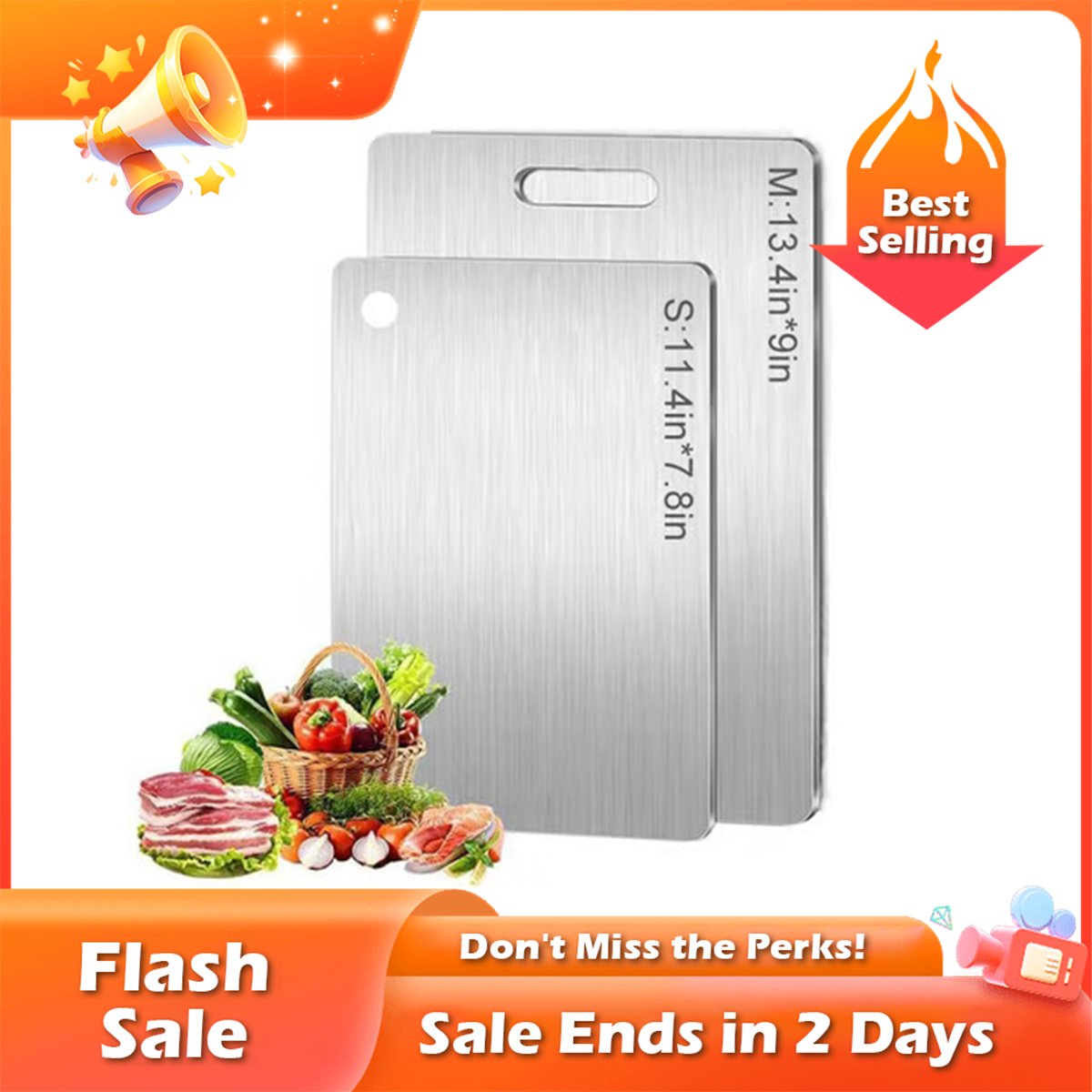 🏆Flash Sale⚡ 50K+ SOLD! Almost Gone-💥🎉🔥Stainless Steel Double Sided Chopping Board,Best Gifts