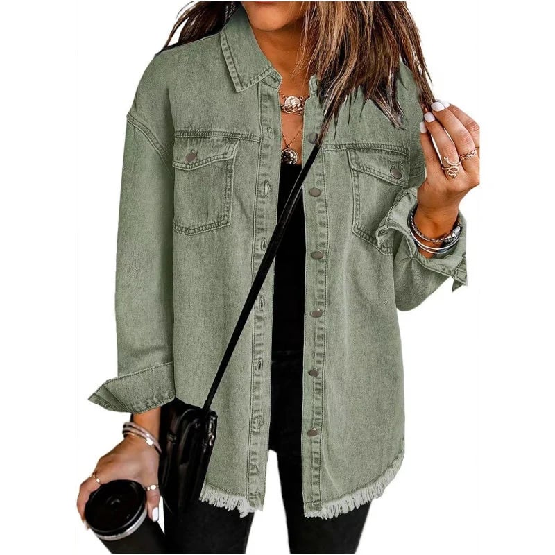 What should I wear tomorrow?💕Women's Raw Edge Ripped Denim Jacket