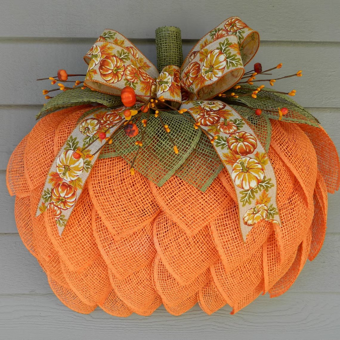 🍁 Farmhouse Pumpkin Wreath For Front Door