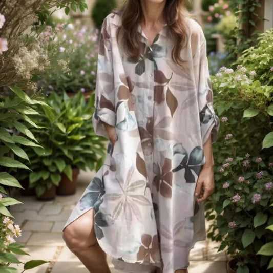 🌴Zomerspecials🌴Comfortable, loose, printed overshirt dress for ladies