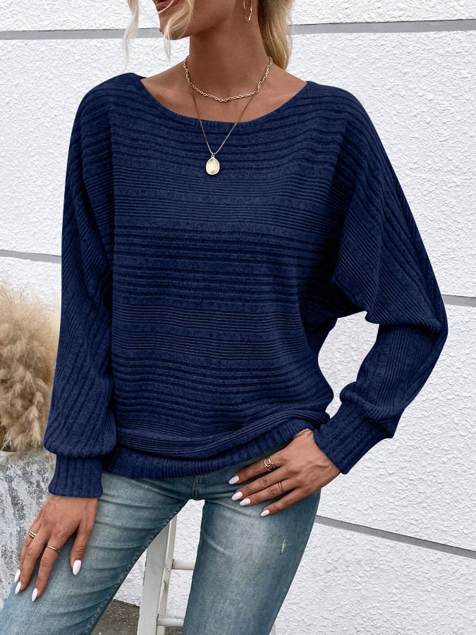 ⏰Women's Soft Solid Batwing Sleeve Pullover Long Sleeve Top
