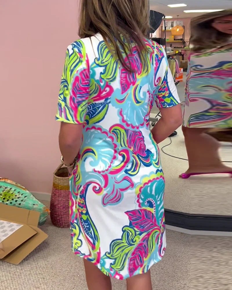 Vibrant Printed Midi Dress