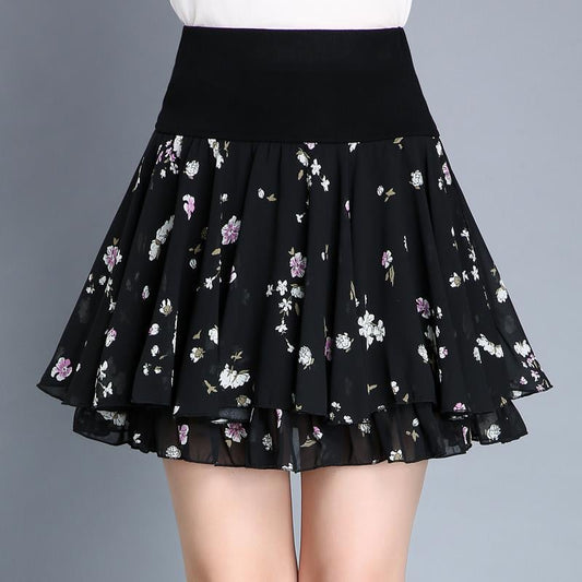 commsmarket-Pleated sarongchiffon floral skirt