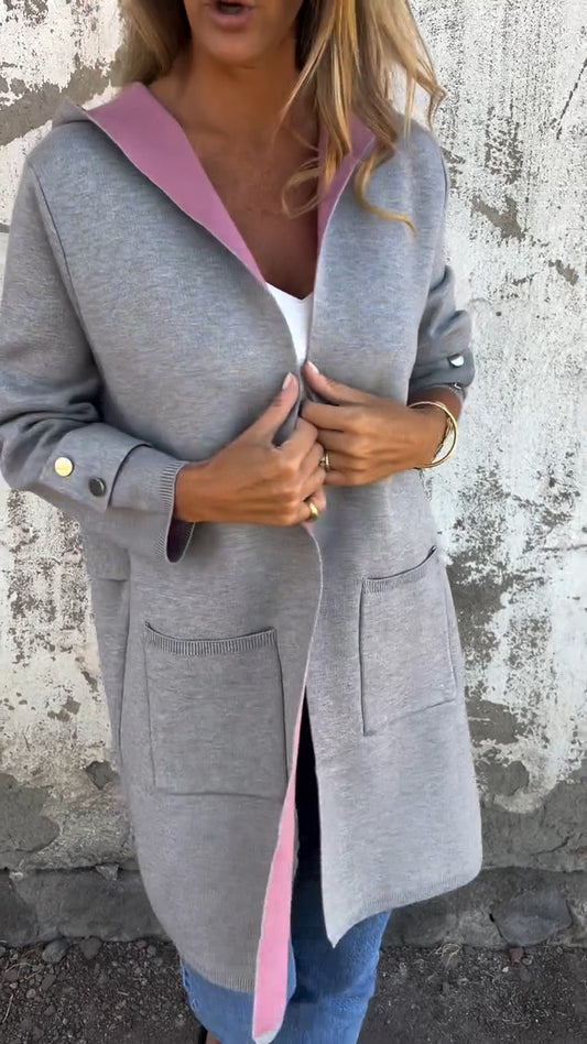 Women's Round Neck Hooded Casual Coat