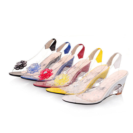 commsmarket-Slingback Flower Rhinestone Sandals