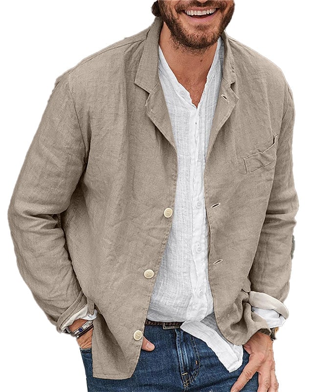 commsmarket-Men's Daily Casual Loose Cotton Linen Coat-Buy 2 Free Shipping