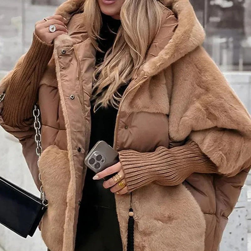 💖Women’s Oversized Hooded Patchwork Puffer Coat