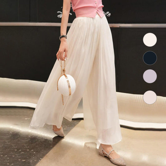 commsmarket-👗Glazed Ice Silk Floor-Length Wide-Leg Culottes