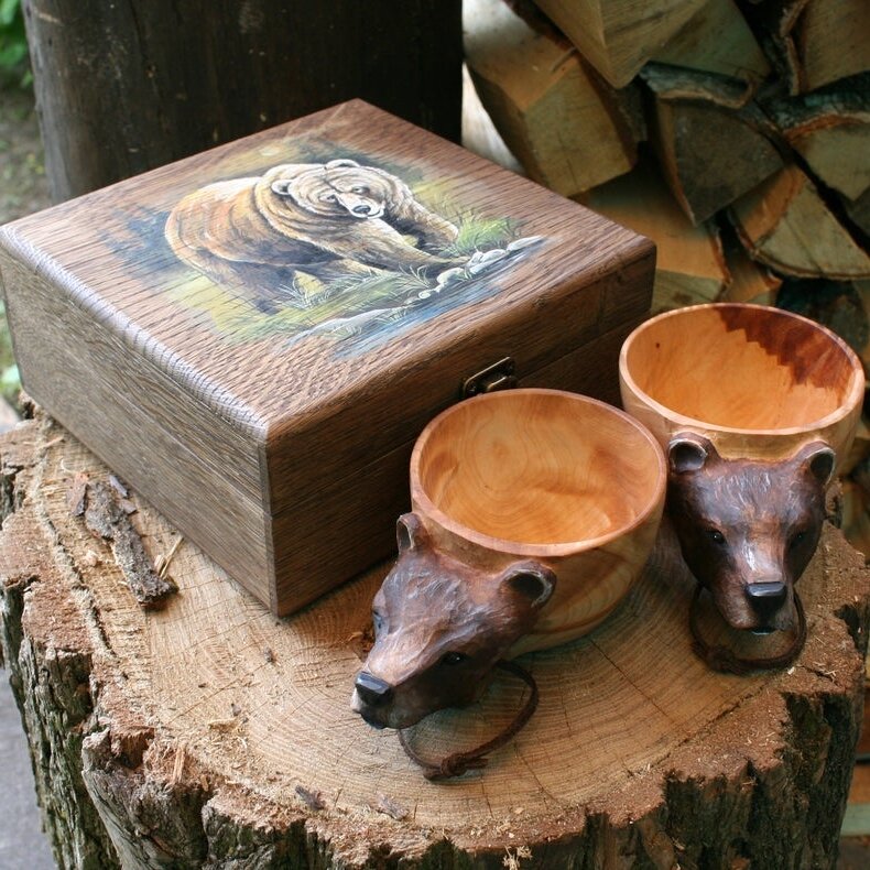 commsmarket-Hand Carved Wooden Mug