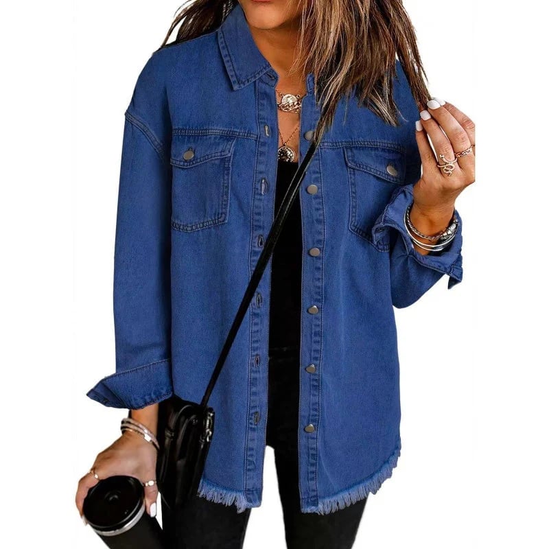 What should I wear tomorrow?💕Women's Raw Edge Ripped Denim Jacket