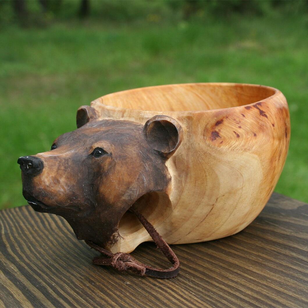 commsmarket-Hand Carved Wooden Mug